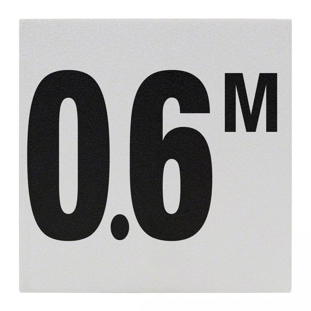 0.6 M Ceramic Skid Resistant Tile Depth Marker 6 Inch x 6 Inch with 4 Inch Lettering