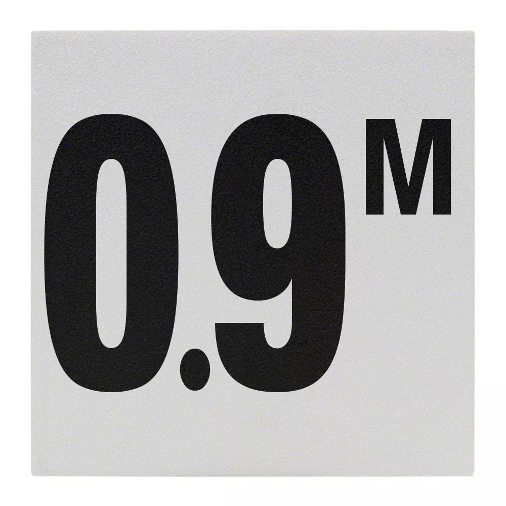 0.9 M Ceramic Skid Resistant Tile Depth Marker 6 Inch x 6 Inch with 4 Inch Lettering