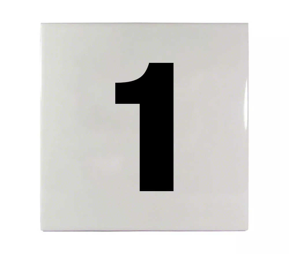 1 Ceramic Smooth Tile Depth Marker 6 Inch x 6 Inch with 4 Inch Lettering