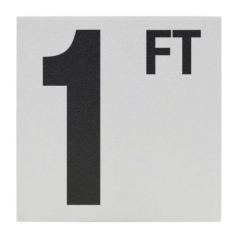 1 FT Ceramic Skid Resistant Tile Depth Marker 6 Inch x 6 Inch with 5 Inch Lettering