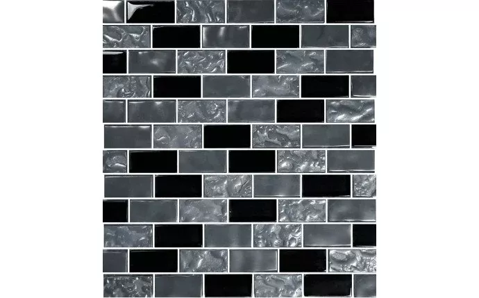 1" x 2" Titanium Glass Tile Blends Black GX82348K8