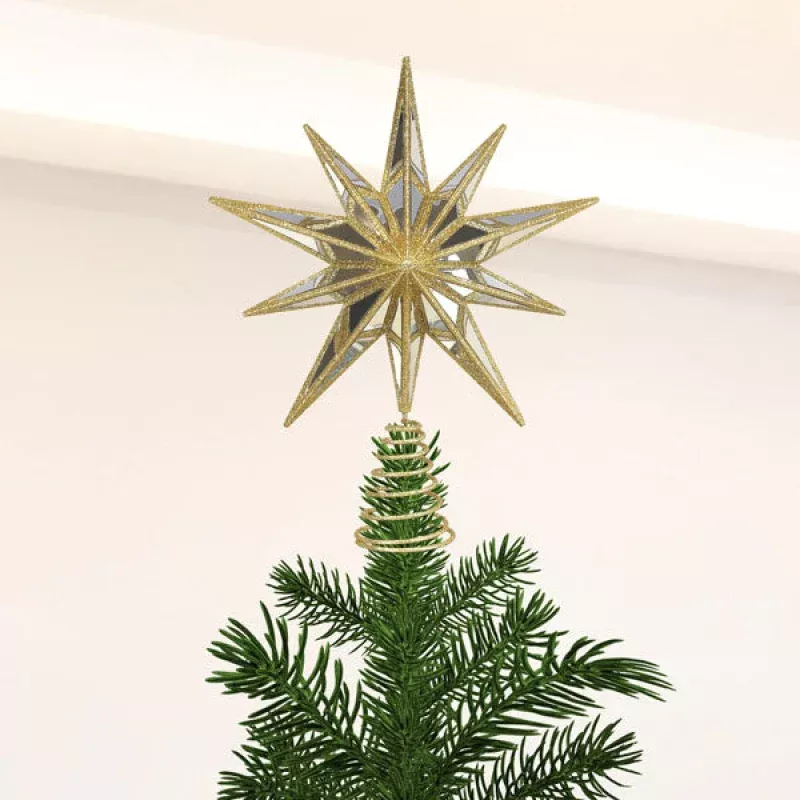 12″ Gold Double-Sided Mirrored Star Tree Topper