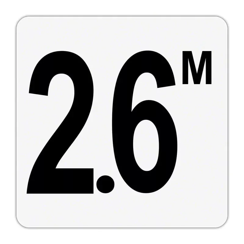 2.6 M – Plastic Overlay Depth Marker – 6 x 6 Inch with 4 Inch Lettering