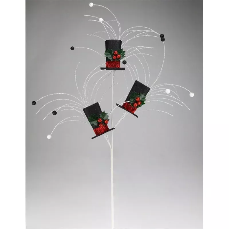 40″ Glitter/Ribbon Snowman Hat Spray