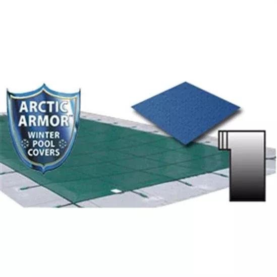Arctic Armor 18′ x 36′ Ultra Light Solid Safety Cover w- 4′ x 8′ Left Step Section – Blue