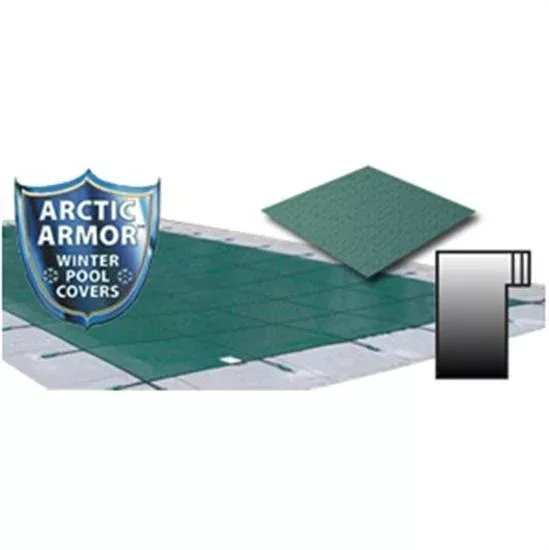 Arctic Armor 18′ x 36′ Ultra Light Solid Safety Cover w- 4′ x 8′ Left Step Section – Green