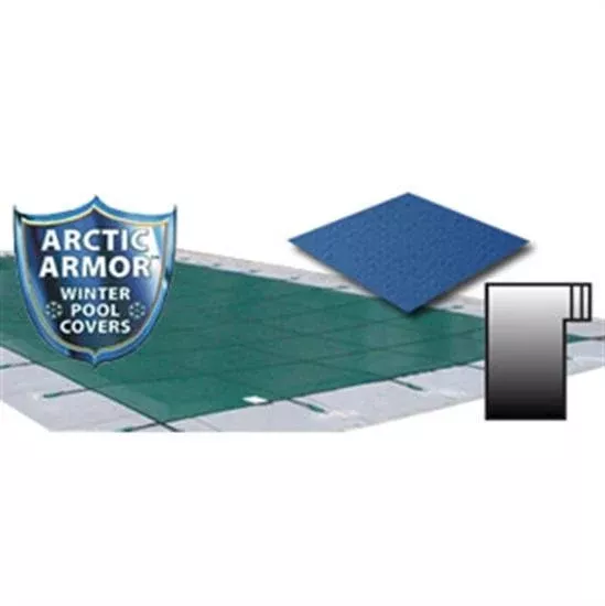 Arctic Armor 18′ x 36′ Ultra Light Solid Safety Cover w- 4′ x 8′ Right Step Section – Blue