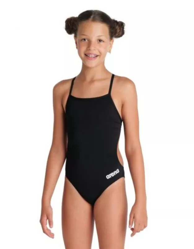 Arena Girls Team Challenge Solid Swimsuit – Black/White