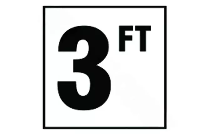DM41-2030 6″ x 6″ 3 Standard Number with FT Smooth Tile Depth Marker
