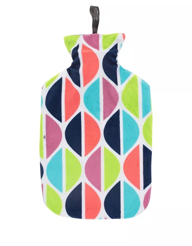 Fashy 2 Litre Hot Water Bottle with Printed Plush Cover – Multi
