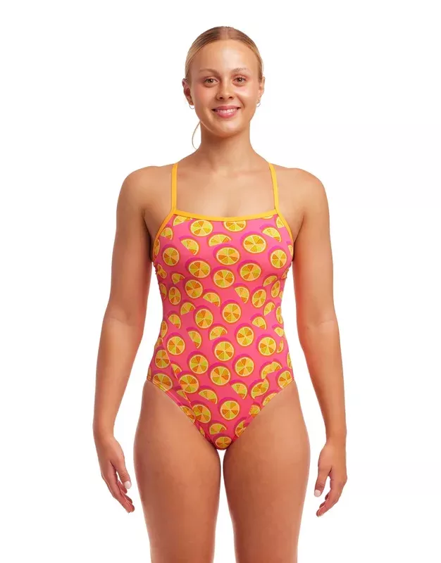 Funkita Mark Spritz Single Strap Swimsuit – Pink/Yellow