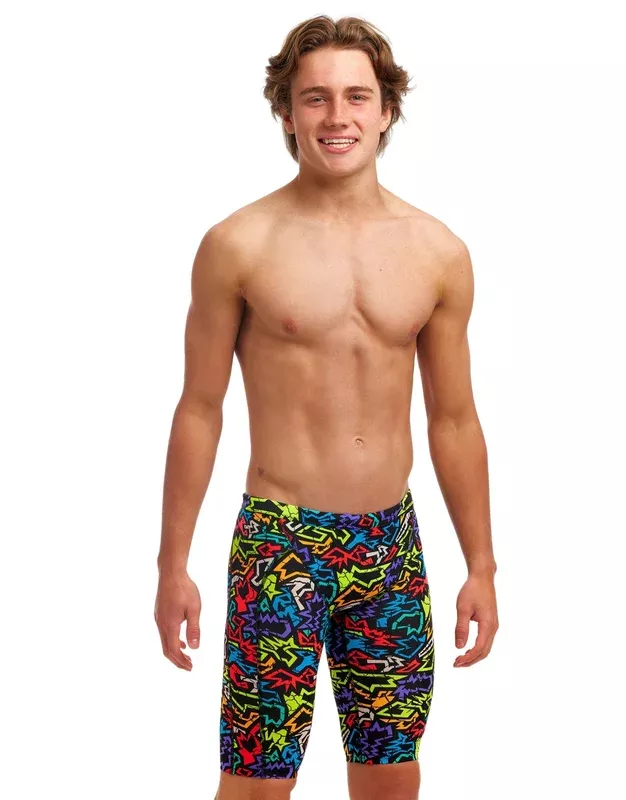 Funky Trunks Boys Funk Me Training Swim Jammer – Black/Multi
