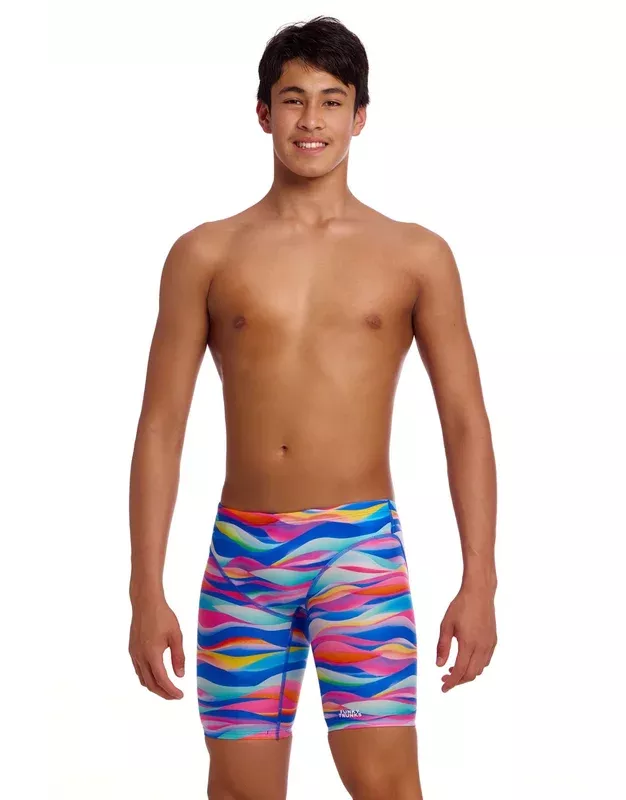 Funky Trunks Boys Royal Wave Swim Fast Training Jammers – Multi