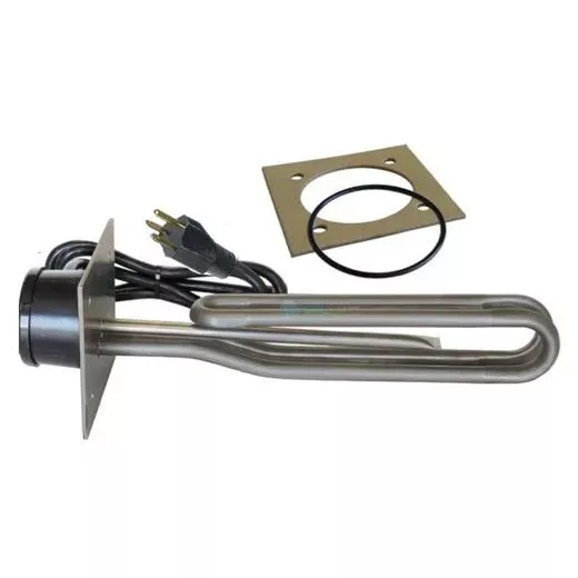 HydroQuip 11″ Incoloy Flange Mounted Heater Element | 4″ x 4″ Plate with Nema Cord 36″ | 1.5KW 120V | 12-1464-AC-K