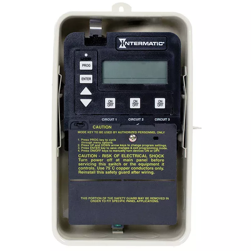 Intermatic Digital Time Clock 3 Circuit W/ Metal Case, 120/240 VAC, with Pool Heater Protection | PE153