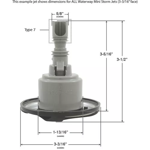 Jet Intl WW Mini StormSwirl3-5/16"fdMassSS/Dk GryThd 229-0339S-DSG