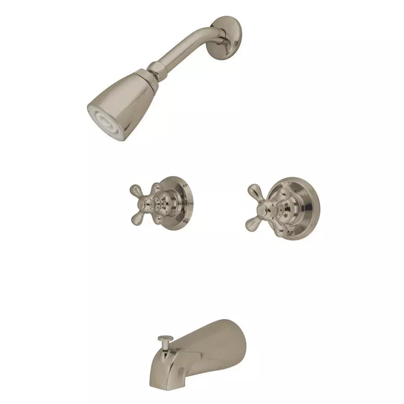 Kingston Brass Satin Nickel 2 Handle Tub and Shower Combination Faucet KB248AX