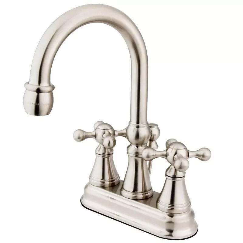 Kingston Satin Nickel 2 Handle 4″ Centerset Bathroom Faucet w Pop-up KS2618KX