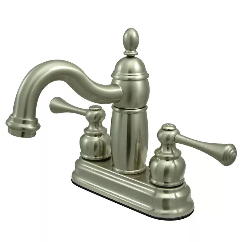 Kingston Satin Nickel 2 Handle 4″ Centerset Bathroom Faucet with Pop-up KB1908BL
