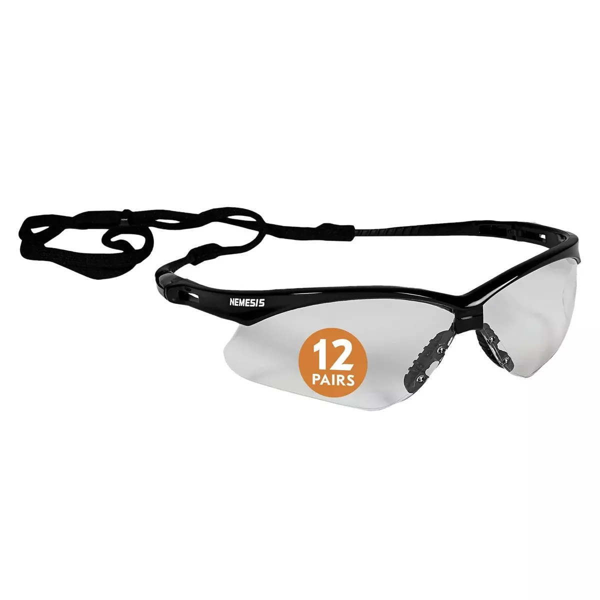 KleenGuard™ V30 Nemesis™ Safety Glasses (25676), Clear Lenses, Black Frame, Unisex Eyewear for Men and Women (12 Pairs/Case)