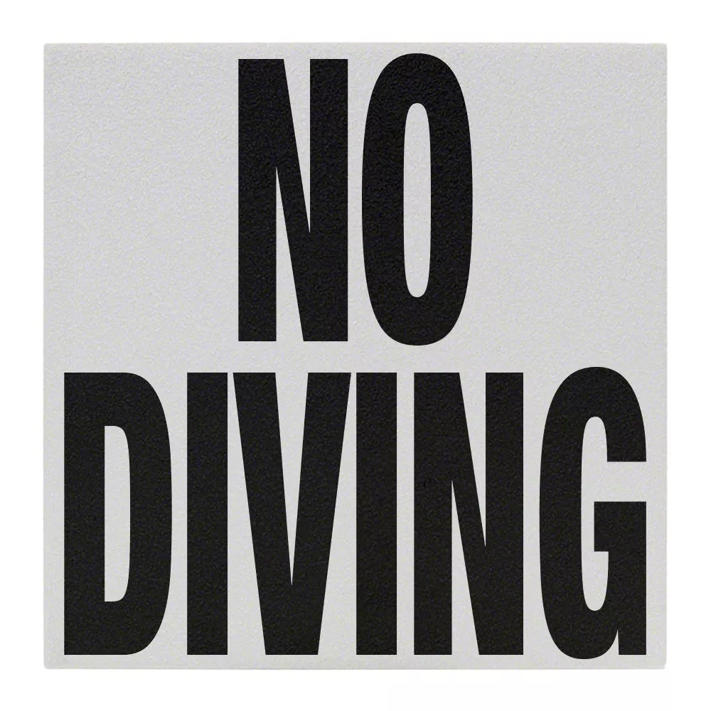 NO DIVING Message Ceramic Skid Resistant Tile Depth Marker 6 Inch x 6 Inch