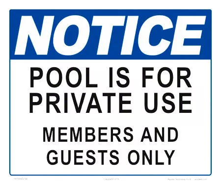 Notice Pool is for Private Use Sign – 12 x 10 Inches on Styrene Plastic