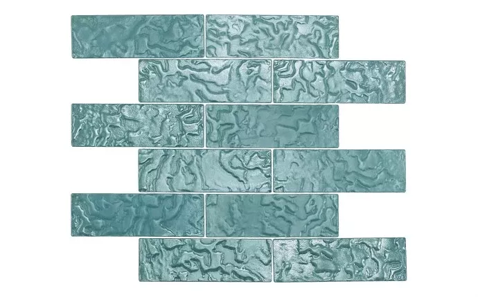 NPT 2″ x 6″ Glass Tile With Mesh Back Sea Breeze Teal KAI-SEA BREEZE2X6
