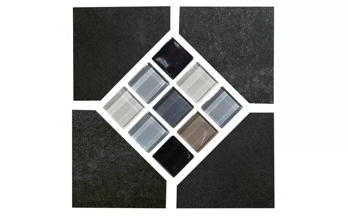 NPT 6" x 6" Elements Stone Look Tile Black Deco ELE-CARBON DECO