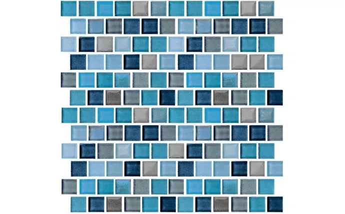 NPT 9730-5AT 1" x 1" Jules Glass Tile Rustic Blue Blend