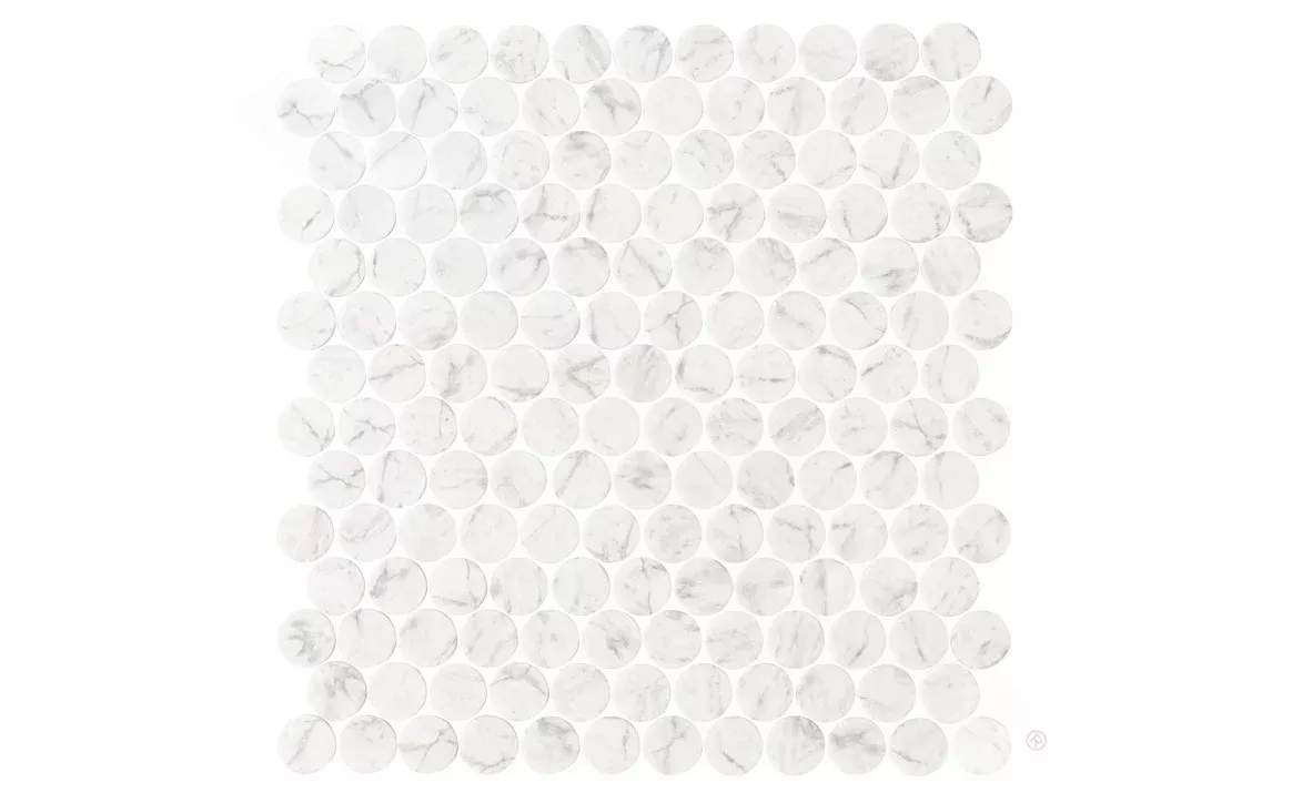 NPT BCH-MARBLE 1" x 1" Beach Entry White Marble Round Pool Tile