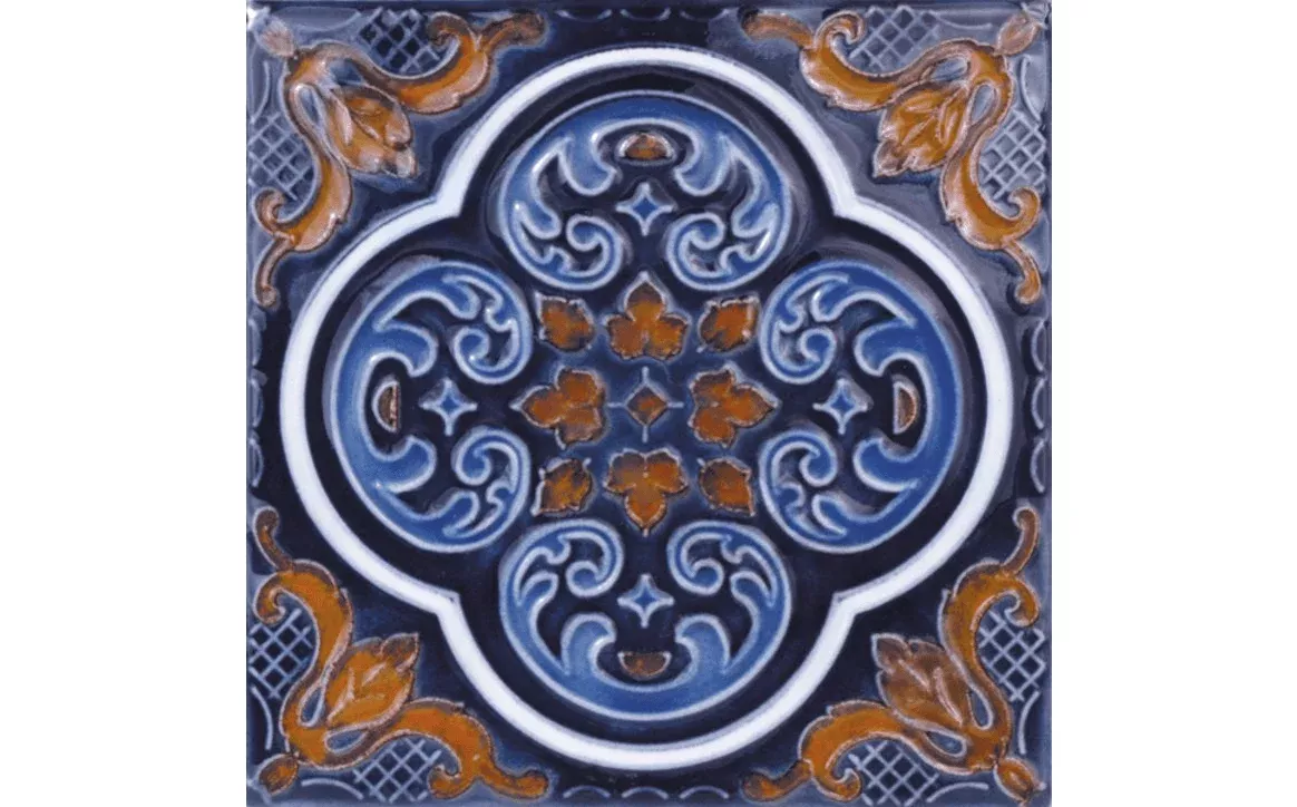 NPT CAS200 6" x 6" Casablanca Tile Cobalt Rust Deco