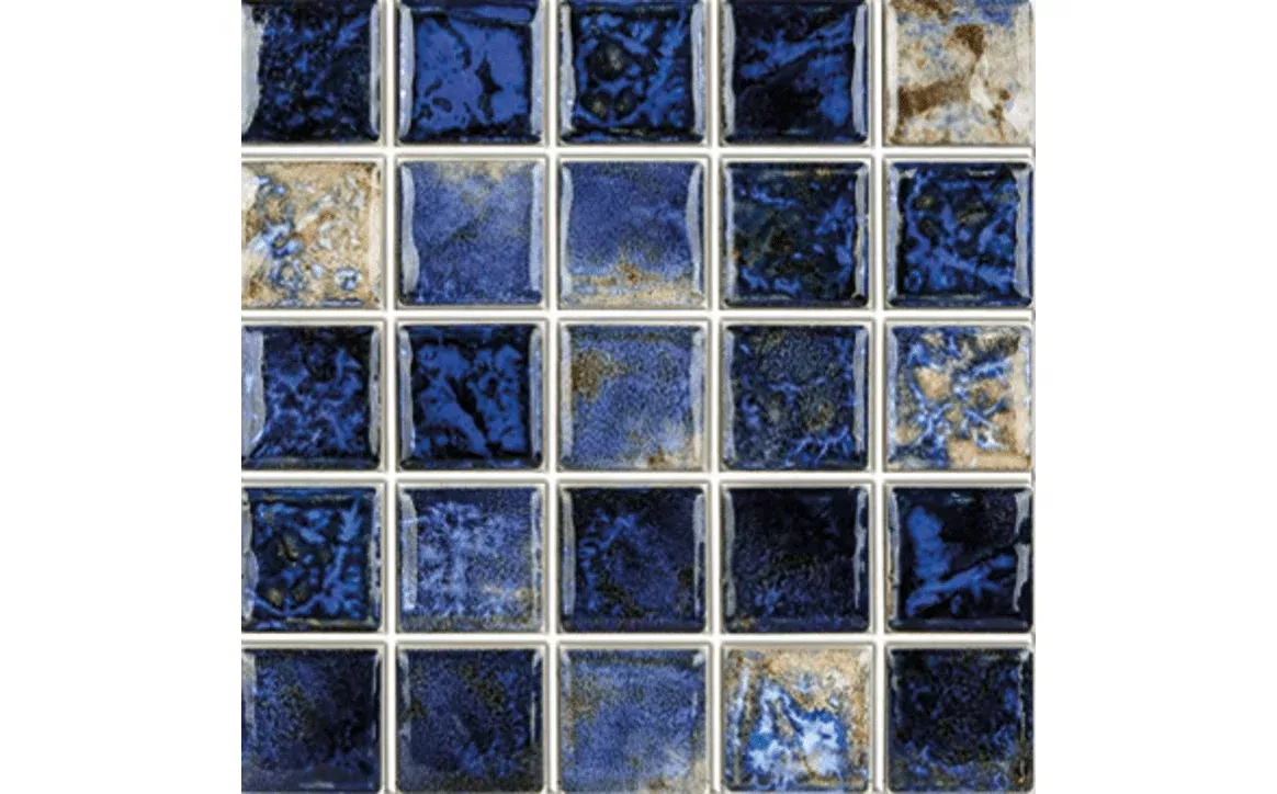 NPT CVKBQS111 1" x 1" Baroque Stone Glossy Tile Blue