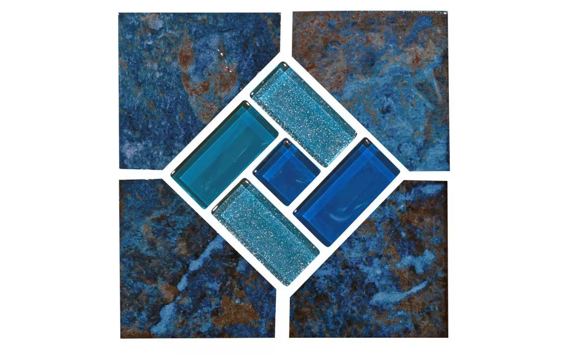 NPT ELE-BRONZE DECO 6″ x 6″ Porcelain Deco Tile Blue Seas Rustic Blue