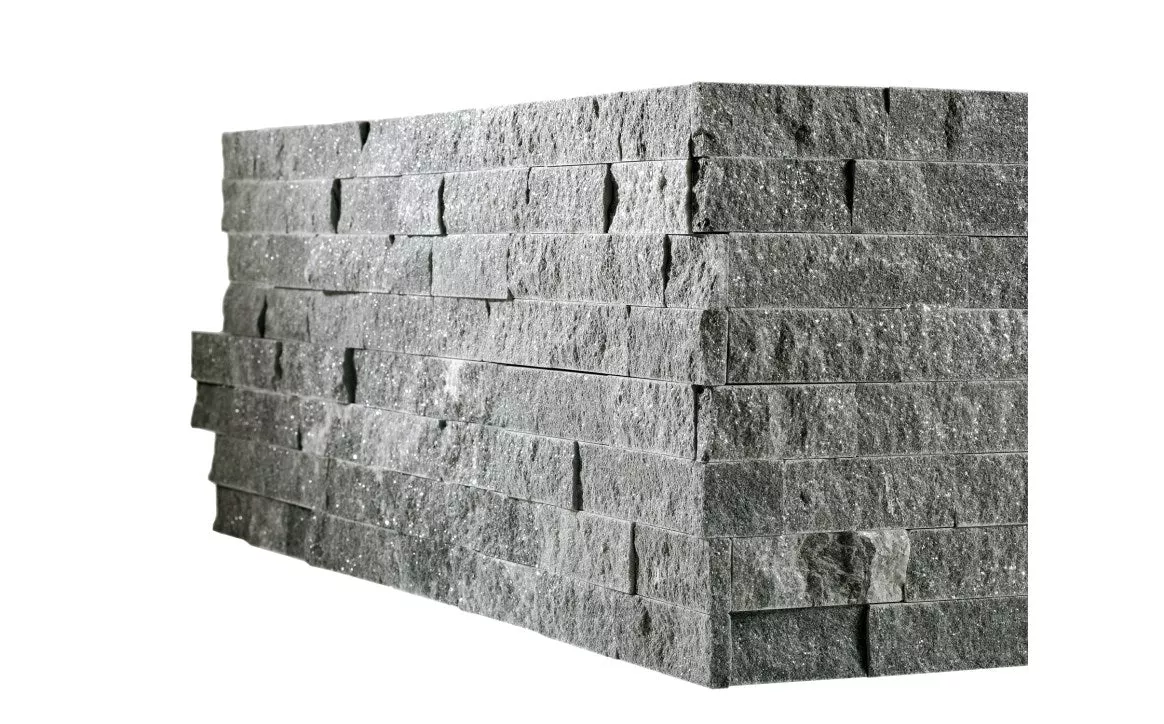 NPT VNM-NERO CRN 6" x 23 5/8" Ledger Panel Corner Glint Split Face Tile Charcoal