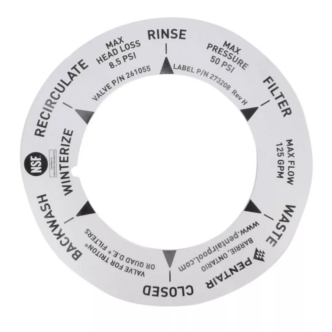 Pentair 273208 Label Sticker for 261055 261185