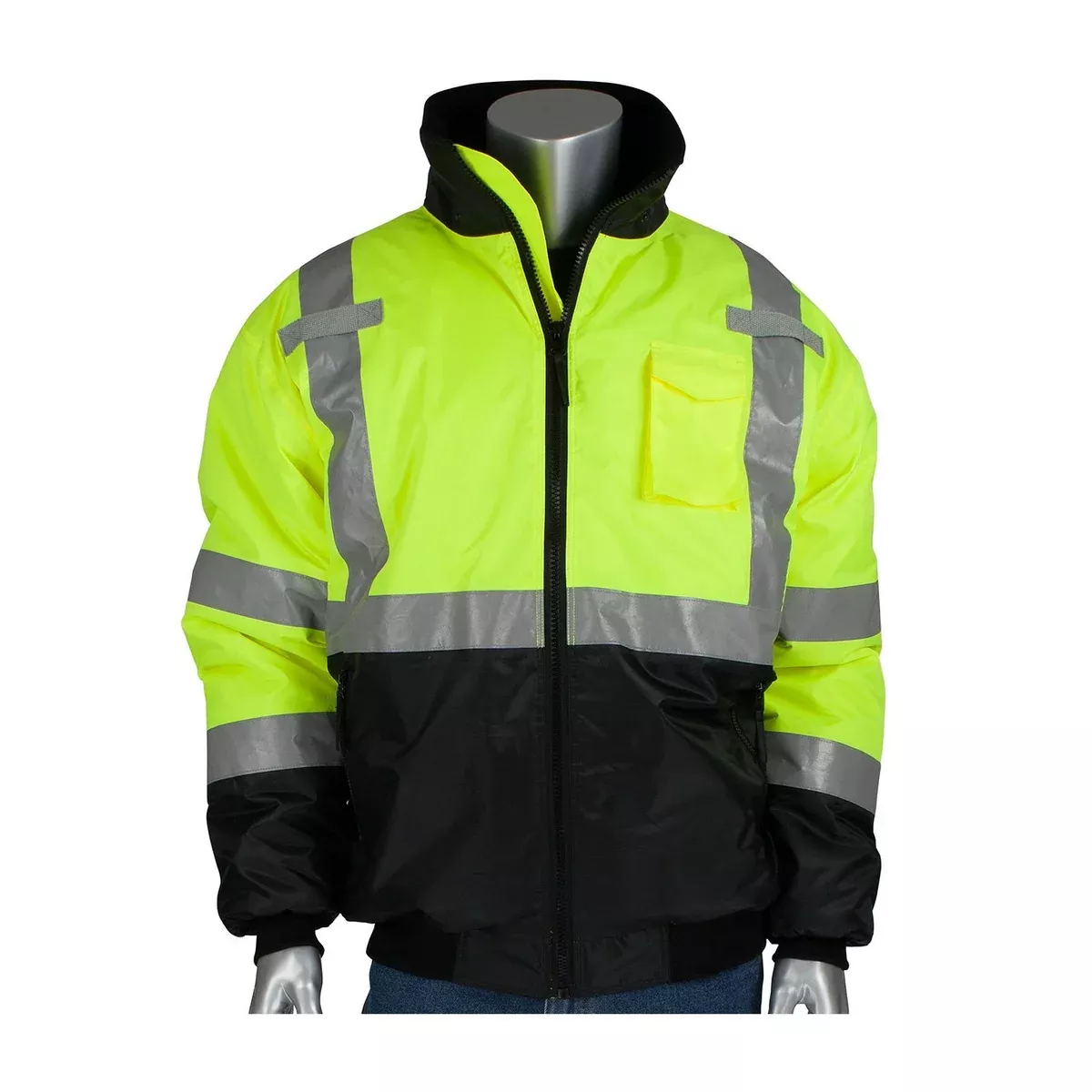PIP Black/Lime Yellow 5XL Polyester Cold Weather Jacket – 5 Pockets – Quilted High Loft Polyfil Insulation – 616314-17821 [PRICE is per EACH]