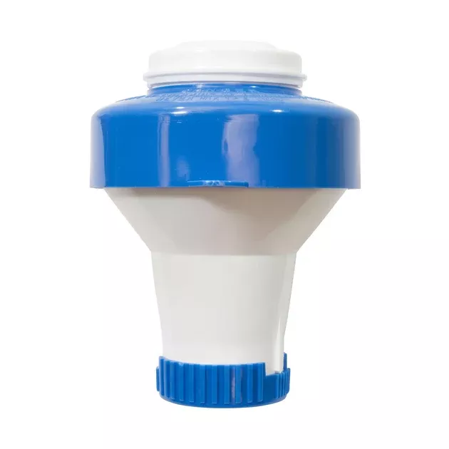 Rainbow Splasher Pool/Spa Floating Chemical Dispenser, Blue and White, Holds 11oz of 1″ Tablets | R171130