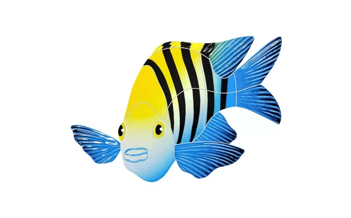 SERMAJS 6" x 9" Porcelain Tile Mosaic Sergeant Major Fish