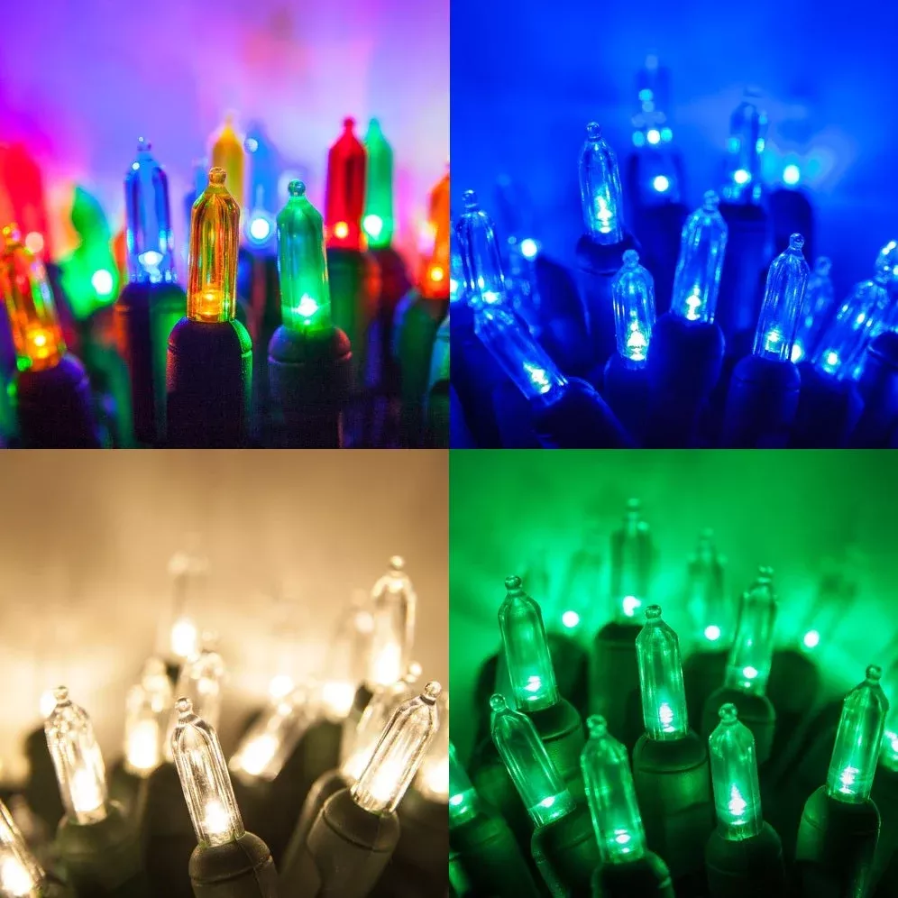 Set of 100 Classic T5 Mini Lights ona Green Wire