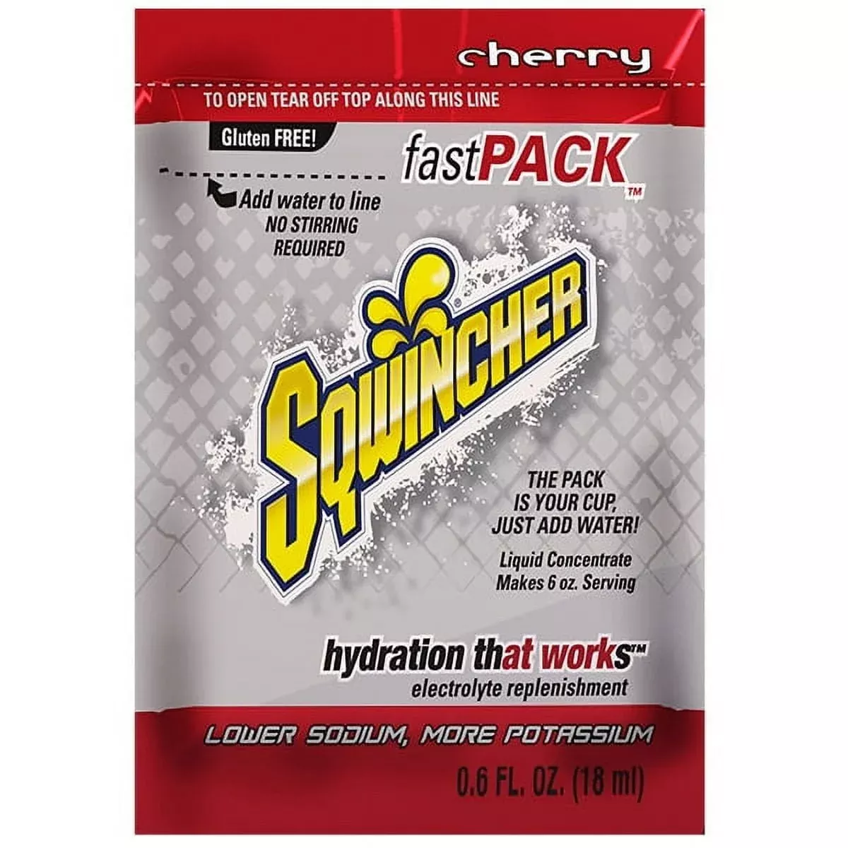 Sqwincher FastPack Cherry Single Serve, 0.6 oz Packs, 4 Boxes/50 Each