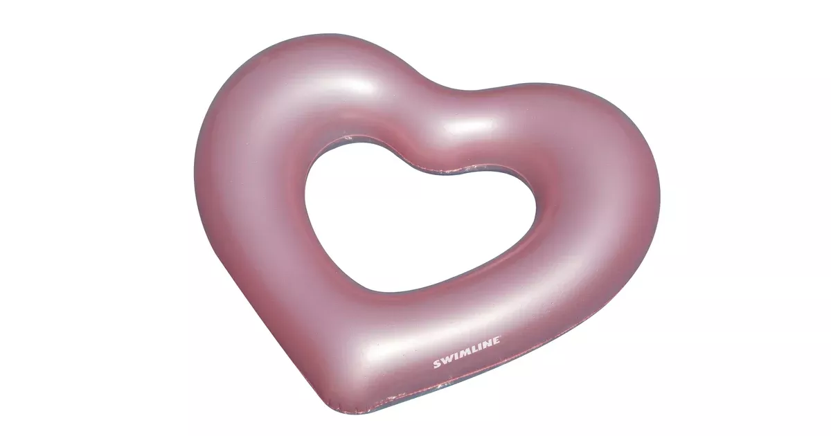 Swimline Metallic Heart Ring Pool Float, Metallic Pink | 90159
