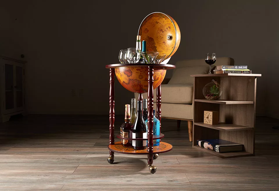 Vintage Globe Bar Cart