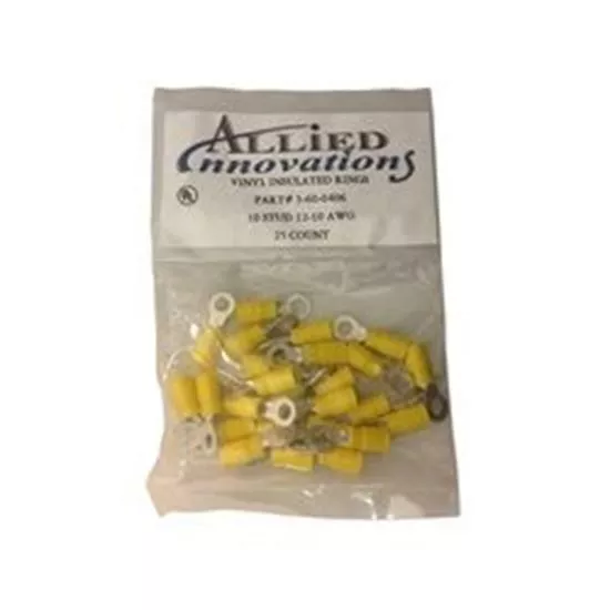 Wire terminal ring - #12-10 - 10 stud - yellow (25/bag)-rv10y