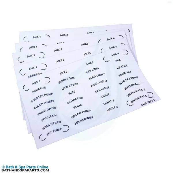 Zodiac JPS 4-Function Spa Side Remote Decal Set (5400)