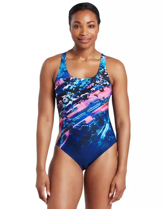 Zoggs Aquaria Actionback Swimsuit – Navy/Pink