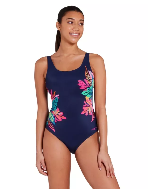 Zoggs Kuringai Adjustable Scoopback Swimsuit – Navy/Multi