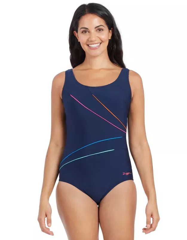 Zoggs Macmasters Scoopback Swimsuit – Navy/Multicolour