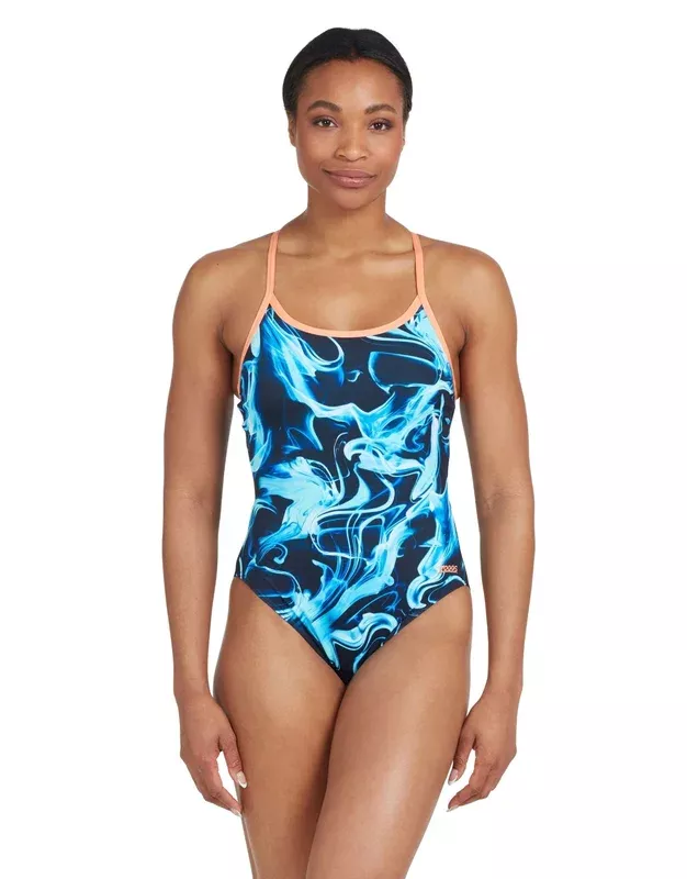 Zoggs Ocean Smoke Sprintback Swimsuit – Navy/Black